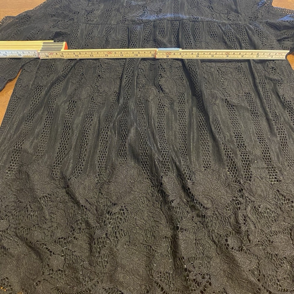 Whimsigoth black Lace witchy 3/4 Sleeve Lined Boho Shirt Top Blouse small soft - Picture 3 of 10
